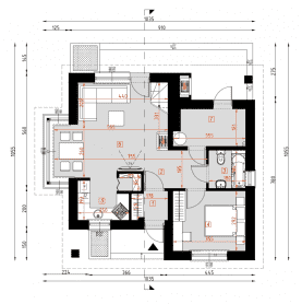 Rzut projektu D144E - Parter