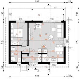 Rzut projektu D338 - Wt2021 wersja drewniana - Parter