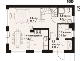 Rzut projektu świdnik aa 70 - Parter