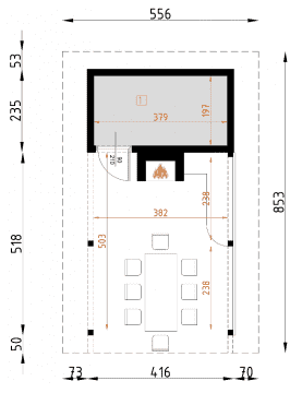 Rzut projektu AL1 - Altana z grillem - Parter