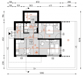 Rzut projektu DM28 - WT2021 wersja drewniana - Parter