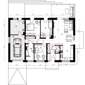 Rzut projektu Majka II z garażem - Parter