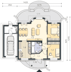 Rzut projektu Sofia II (LMB41a) - Parter