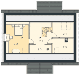 Rzut projektu Haga (LMB47) - Strych (przykładowa aranżacja)