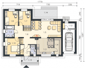 Rzut projektu Baden II (LMB38a) - Parter