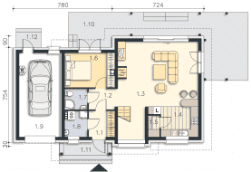 Rzut projektu Tokio III (DCP190b) - Parter
