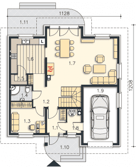 Rzut projektu Gandawa (LMP243) - Parter