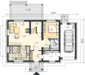 Rzut projektu Miluza II (LMP244A) - Parter