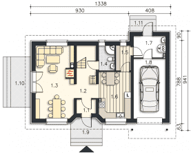 Rzut projektu Bergen IV (LMP90c) - Parter