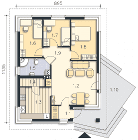 Rzut projektu Lucca II (LMB71a) - Parter