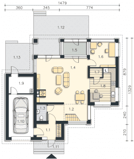 Rzut projektu Lagos II (LMP117a) - Parter