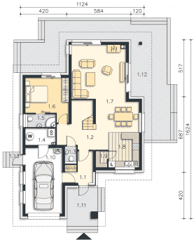 Rzut projektu Avalon III (DCP206b) - Parter