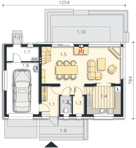 Rzut projektu Edynburg II (DCP291a) - Parter