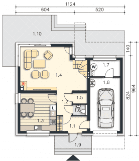 Rzut projektu Chester (DCP293) - Parter