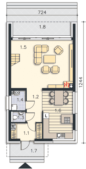 Rzut projektu Delft (DCP294) - Parter