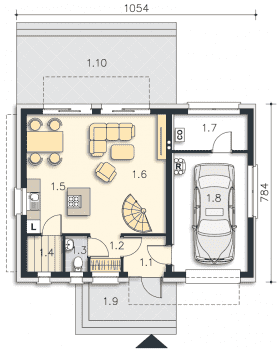 Rzut projektu Rugby (DCP290) - Parter