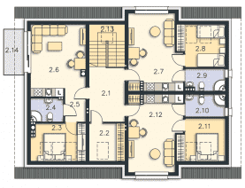Rzut projektu Budynek agroturystyczny Dąb 2 (LMPS02a) - Poddasze