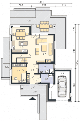 Rzut projektu Garda (DCP310) - Parter