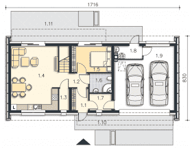 Rzut projektu Temerin (DCP313) - Parter