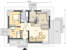 Rzut projektu Tivoli (LMP305) - Parter