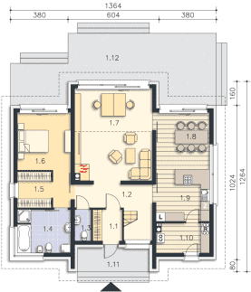 Rzut projektu Tampa (DCP317) - Parter