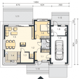 Rzut projektu Oxford (LMP319) - Parter