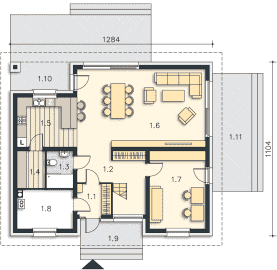 Rzut projektu Rodez (DCP328) - Parter