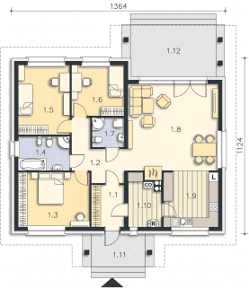 Rzut projektu Lucia III (DCB88b) - Parter
