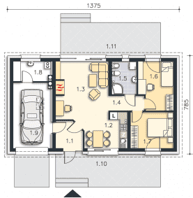 Rzut projektu Leeds IV (LMB70c) - Parter