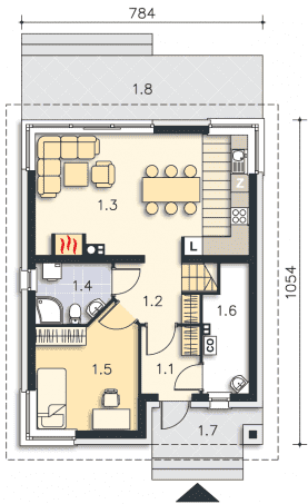Rzut projektu Vaduz II (LMP255a) - Parter