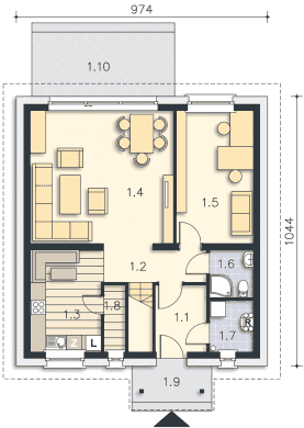 Rzut projektu Valletta Pasywny 6 (LDP06) - Parter