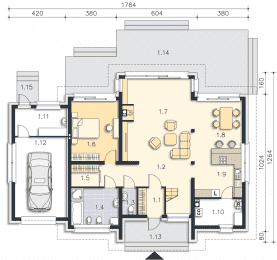 Rzut projektu Tampa III (DCP317b) - Parter