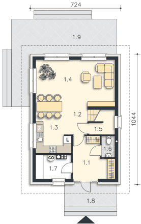 Rzut projektu Eden (LMP337) - Parter