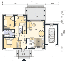 Rzut projektu Lucia V (DCB88D) - Parter