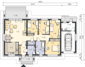 Rzut projektu Aspen V (LMB67d) - Parter
