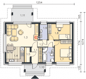 Rzut projektu Corte II (LMB62a) - Parter