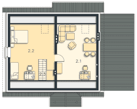 Rzut projektu Tuluza VI (LMB31e) - Strych (przykładowa aranżacja)