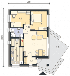 Rzut projektu Lucca VIII (LMB71g) - Parter