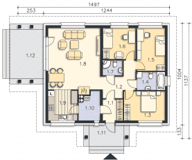 Rzut projektu Lucia VII (DCB88f) - Parter