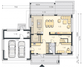 Rzut projektu Carrara III (DCP332b) - Parter