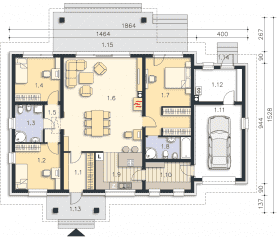 Rzut projektu Braga (DCB125) - Parter