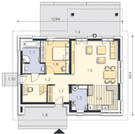 Rzut projektu Pireus III Pasywny 3b (LDP03b) - Parter