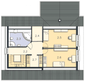 Rzut projektu Pireus III Pasywny 3b (LDP03b) - Poddasze