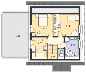 Rzut projektu Valletta II Pasywny 6a (LDP06a) - Poddasze