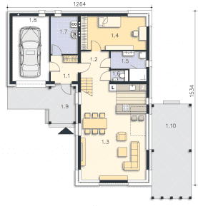 Rzut projektu Nelson (DCP373) - Parter