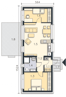 Rzut projektu Praia II (DCB134a) - Parter