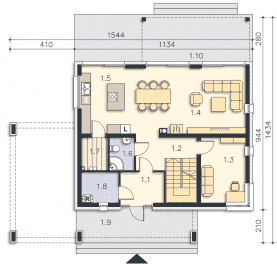 Rzut projektu Carrara V (DCP332d) - Parter