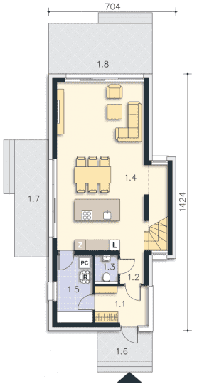 Rzut projektu Tanger (DCP375) - Parter