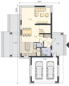Rzut projektu Newcastle II (DCP364a) - Parter
