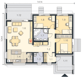 Rzut projektu Franklin IV (LMB101c) - Parter
